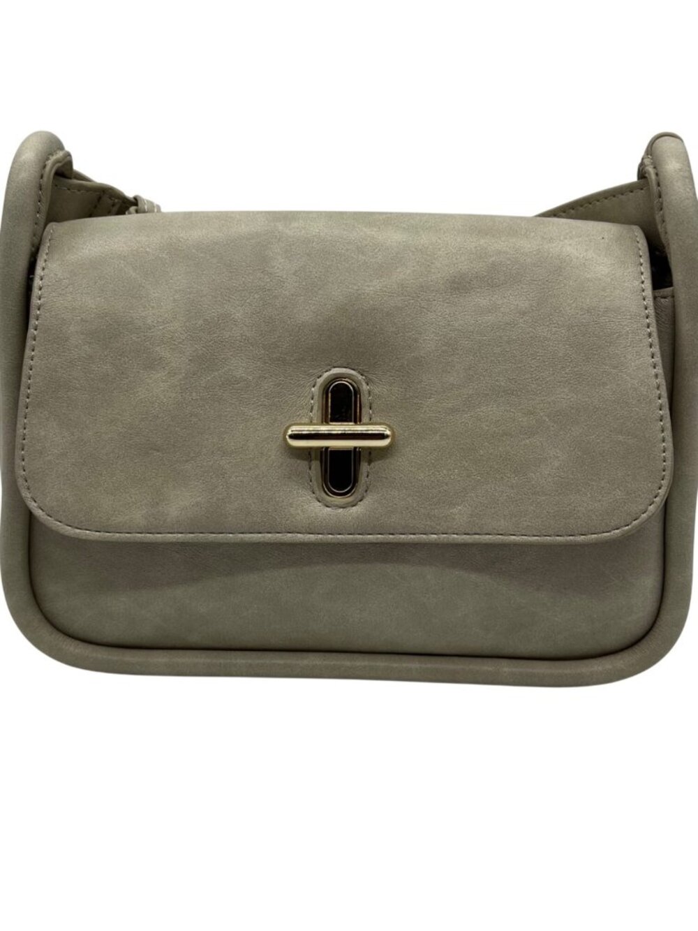MMS Gray Leather Crossbody Bag